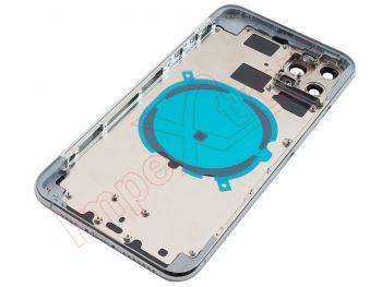 tapa de batería blanca con marco plateado (matte silver) para iPhone 11 pro max, a2218